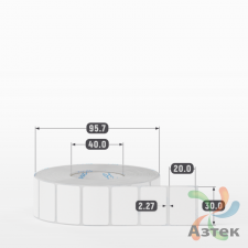 Этикетка самоклеящаяся 30х20 (рядов 1 по 2 000 шт) Полипропилен матовый в рулоне, втулка 40 мм (к) IQ code