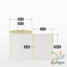 Термотрансферная этикетка 100х72 (рядов 1 по 500 шт) Полуглянец в рулоне, втулка 25 мм (к) IQ code