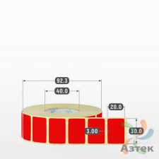 Термоэтикетка 30х20 Termo ECO цветная (рядов 1 по 1800 шт), втулка 40 мм (к) цвет - Красный, 