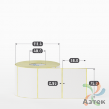Термоэтикетка ТОП 75х58 (рядов 1 по 950 шт)  в рулоне, втулка 40 мм (к) IQ code