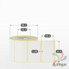 Термоэтикетка ЭКО 43х25 (рядов 1 по 500 шт)  в рулоне, втулка 25 мм (к) IQ code