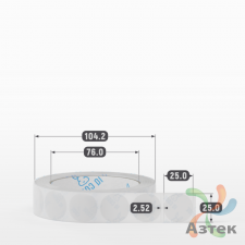 Этикетка самоклеящаяся круглая 25 мм (рядов 1 по 1 000 шт) Прозрачный полипропилен в рулоне, втулка 76 мм (к) IQ code