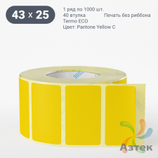 Термоэтикетка 43х25 Termo ECO цветная (рядов 1 по 1000 шт), втулка 40 мм (к) цвет - Pantone Yellow U, 