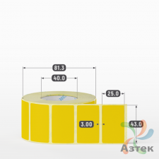 Термоэтикетка 43х25 Termo ECO цветная (рядов 1 по 1000 шт), втулка 40 мм (к) цвет - Pantone Yellow U, 