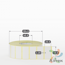 Термотрансферная этикетка 40х20 (рядов 1 по 2 500 шт) Полуглянец в рулоне, втулка 40 мм (к) IQ code