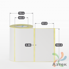 Термотрансферная этикетка 102х57 (рядов 1 по 300 шт) Полуглянец в рулоне, втулка 40 мм (к) IQ code