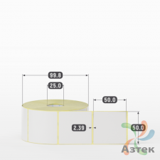 Термотрансферная этикетка 50х50 (рядов 1 по 1 000 шт) Полуглянец в рулоне, втулка 25 мм (к) IQ code