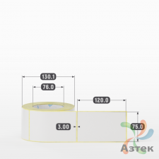 Термотрансферная этикетка 75х120 (рядов 1 по 500 шт) Полуглянец в рулоне, втулка 76 мм (к) IQ code