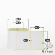 Термотрансферная этикетка 70х50 (рядов 1 по 500 шт) Полуглянец в рулоне, втулка 40 мм (к) IQ code