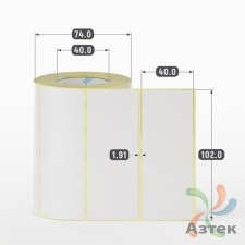 Термотрансферная этикетка 102х40 (рядов 1 по 500 шт) Полуглянец в рулоне, втулка 40 мм (к) IQ code