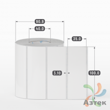 Этикетка самоклеящаяся 100х35 (рядов 1 по 1 000 шт) Полипропилен белый в рулоне, втулка 40 мм (к) IQ code 	