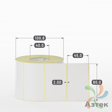 Термотрансферная этикетка 80х45 (рядов 1 по 1 000 шт) Полуглянец в рулоне, втулка 40 мм (к) IQ code