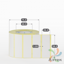 Термотрансферная этикетка 58х20 (рядов 1 по 1 000 шт) Полуглянец в рулоне, втулка 40 мм (к) IQ code