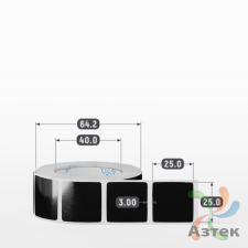 Этикетка 25х25 цветная Полипропилен (рядов 1 по 500 шт), втулка 40 мм (к) цвет - Черный   