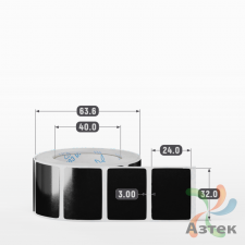 Этикетка 32х24 цветная Полипропилен (рядов 1 по 500 шт), втулка 40 мм (к) цвет - Черный   