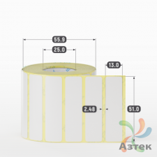 Термотрансферная этикетка 51х13 (рядов 1 по 1 000 шт) Полуглянец в рулоне, втулка 25 мм (к) IQ code