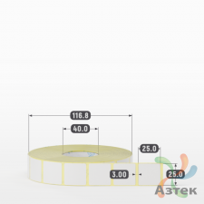 Термотрансферная этикетка 25х25 (рядов 1 по 2 500 шт) Полуглянец в рулоне, втулка 40 мм (к) IQ code