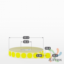 Термоэтикетка 20х20 Termo TOP цветная (рядов 1 по 4000 шт), втулка 40 мм (к) цвет - Желтый 