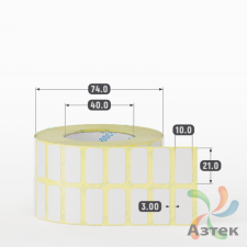 Термотрансферная этикетка 21х10 (рядов 2 по 2 000 шт) Полуглянец в рулоне, втулка 40 мм (к) IQ code