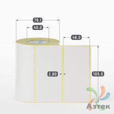 Термотрансферная этикетка 105х48 (рядов 1 по 500 шт) Полуглянец в рулоне, втулка 40 мм (к) IQ code