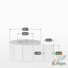 Этикетка самоклеящаяся 43х25 (рядов 1 по 1 000 шт) Полипропилен съемный клей в рулоне, втулка 40 мм (к) IQ code