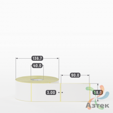 Термоэтикетка ТОП 58х90 (рядов 1 по 1 000 шт)  в рулоне, втулка 40 мм (к) IQ code
