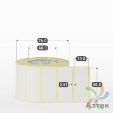 Термотрансферная этикетка 50х20 (рядов 1 по 1 000 шт) Полуглянец в рулоне, втулка 40 мм (к) IQ code