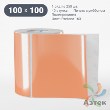 Этикетка 100х100 цветная (рядов 1 по 250 шт) полипропилен со съемным клеем, втулка 40 мм (к) цвет -  Pantone 163 C