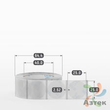 Этикетка самоклеящаяся с печатью + Черная метка/ КРУГ 25 мм (рядов 1 по 500 шт) Прозрачный полипропилен в рулоне, втулка 40 мм (к) IQ code