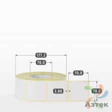 Термотрансферная этикетка 70х70 (рядов 1 по 2 000 шт) Полуглянец в рулоне, втулка 76 мм (к) IQ code