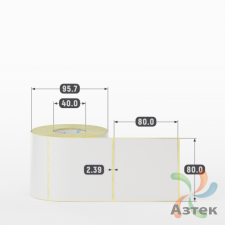 Термотрансферная этикетка 80х80 (рядов 1 по 500 шт) Полуглянец съемный клей в рулоне, втулка 40 мм (к) IQ code