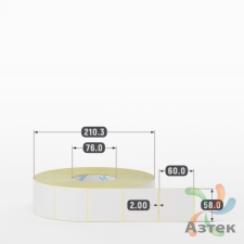Термотрансферная этикетка 58х60 (рядов 1 по 3 500 шт) Полуглянец в рулоне, втулка 76 мм (к) IQ code