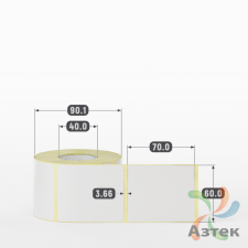 Термотрансферная этикетка 60х70 (рядов 1 по 500 шт) Полуглянец в рулоне, втулка 40 мм (к) IQ code