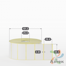 Термотрансферная этикетка 50х25 (рядов 1 по 2 000 шт) Полуглянец в рулоне, втулка 25 мм (к) IQ code