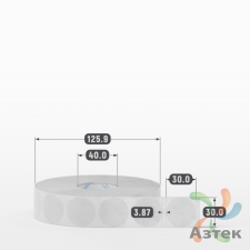 Этикетка самоклеящаяся круглая 30 мм (рядов 1 по 2 500 шт) Прозрачный полипропилен в рулоне, втулка 40 мм (к) IQ code