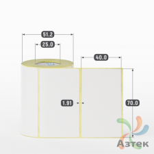 Термоэтикетка ЭКО 70х40 (рядов 1 по 250 шт)  в рулоне, втулка 25 мм (к) IQ code