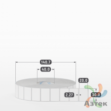 Этикетка самоклеящаяся 30х20 (рядов 1 по 5 000 шт) Полипропилен белый в рулоне, втулка 40 мм (к) IQ code 	
