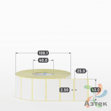 Этикетка самоклеящаяся 43х25 (рядов 1 по 2 000 шт) Termo ECO съемный клей в рулоне, втулка 40 мм (к) IQ code