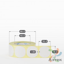 Термотрансферная этикетка круглая 30 мм (рядов 1 по 500 шт) Полуглянец в рулоне, втулка 40 мм (к) IQ code