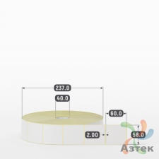 Термотрансферная этикетка 58х60 (рядов 1 по 5 000 шт) Полуглянец в рулоне, втулка 40 мм (к) IQ code
