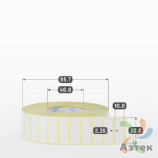 Термотрансферная этикетка 30х10 (рядов 1 по 4 000 шт) Полуглянец в рулоне, втулка 40 мм (к) IQ code