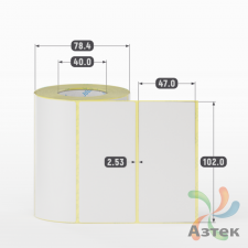Термотрансферная этикетка 102х47 (рядов 1 по 500 шт) Полуглянец в рулоне, втулка 40 мм (к) IQ code