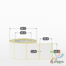 Термоэтикетка ЭКО 40х30 (рядов 1 по 500 шт)  в рулоне, втулка 40 мм (к) IQ code