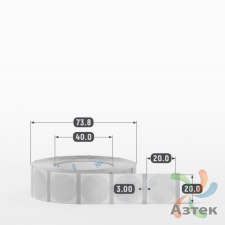 Этикетка самоклеящаяся с печатью + Черная метка/ КРУГ 20 мм (рядов 1 по 1 000 шт) Прозрачный полипропилен в рулоне, втулка 40 мм (к) IQ code