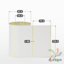 Термотрансферная этикетка 135х75 (рядов 1 по 500 шт) Полуглянец в рулоне, втулка 40 мм (к) IQ code