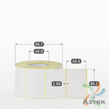 Термотрансферная этикетка 60х40 (рядов 1 по 1 000 шт) Полуглянец в рулоне, втулка 40 мм (к) IQ code