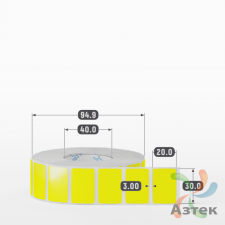 Этикетка 30х20 цветная Полипропилен (рядов 1 по 2000 шт), втулка 40 мм (к) цвет - Желтый   