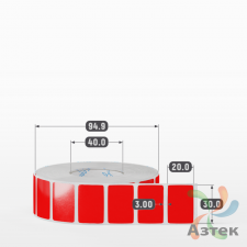 Этикетка 30х20 цветная Полипропилен (рядов 1 по 2000 шт), втулка 40 мм (к) цвет - Красный   