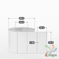 Этикетка самоклеящаяся 70х30 (рядов 1 по 1 000 шт) Полипропилен белый TS8000 в рулоне, втулка 40 мм (к) IQ code 	