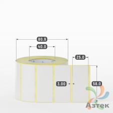Термотрансферная этикетка 58х25 (рядов 1 по 1 000 шт) Полуглянец в рулоне, втулка 40 мм (к) IQ code